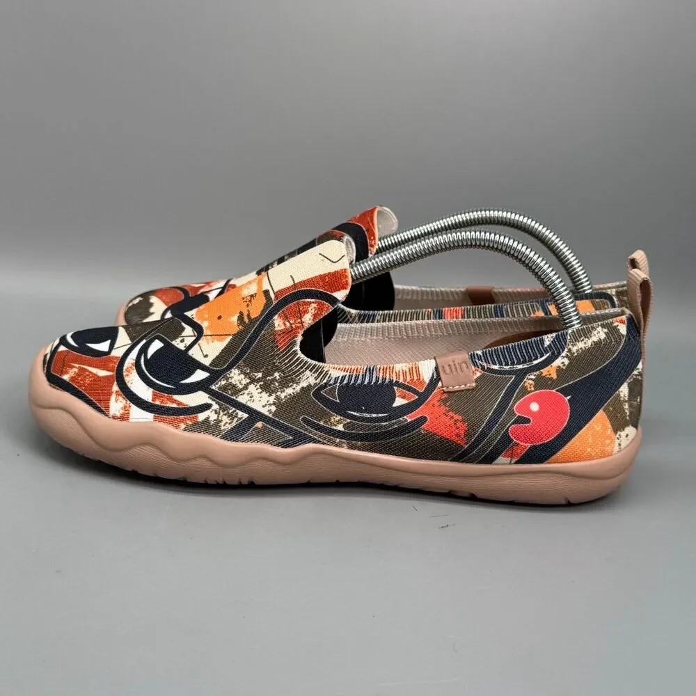 UIN Loafers Men's 9.5 Abstract Art Pattern Low Top Slip-On Round Toe Casual